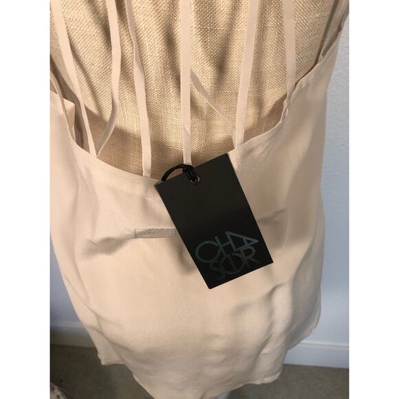 Chaser Strappy Crepe De Chine Silk Camisole in Bone - M - Picture 6 of 6
